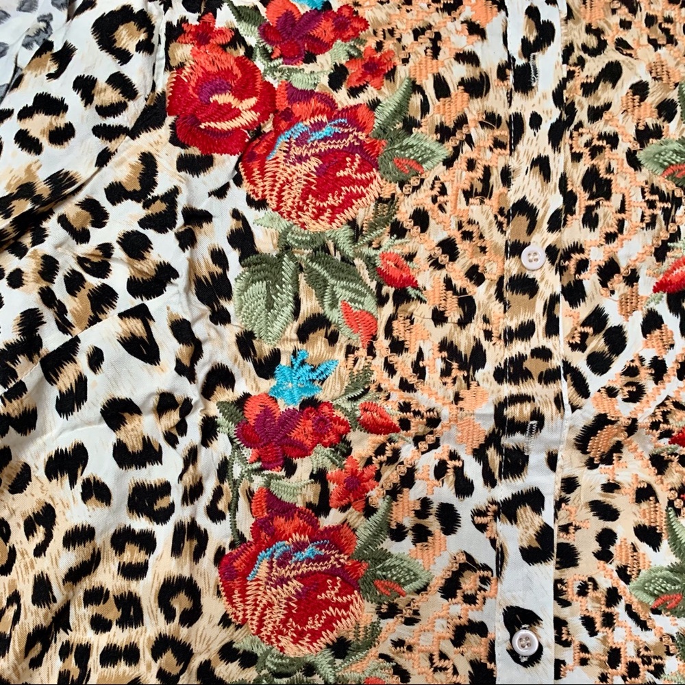 Leopard Floral Embroidered Boho Maxi Dress Duster - Picture 11 of 12